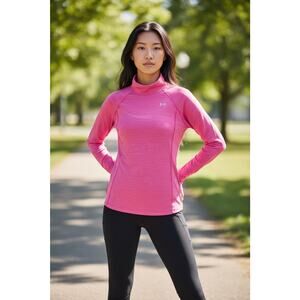 Under Armour Women’s Pink Mock Neck Long Sleeve Lightweight Athletic Top Small